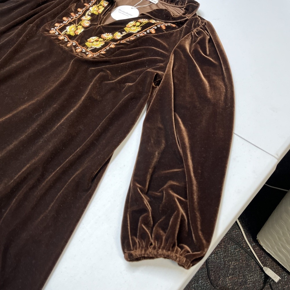 Rustty Dustty Dress Brown Velvet Floral‎ Embroidered Size 4XL Western Cowgirl - Picture 13 of 16